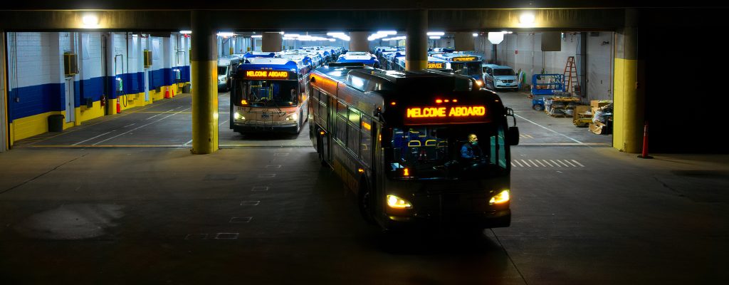 4 am — getting the GBT buses out on the road