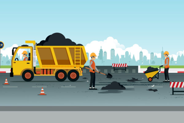Illustration of road construction.