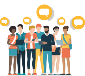 Illustration of people with devices