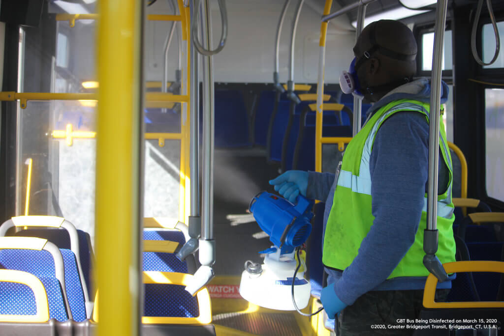 GBT Bus Being Disinfected on March 15, 2020