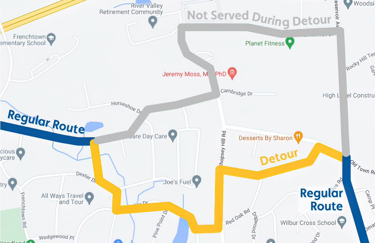 Map of Rt 6 Detour, Phase 2 - Beginning Monday August 5, 2024